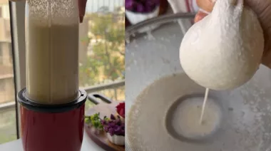 Creamy summer immunity drink made with almonds, dates, and carrots